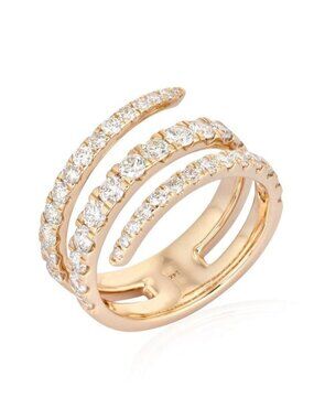 Contemporary Spiral 14K (or 18k upon request) Gold Diamond Statement Ring